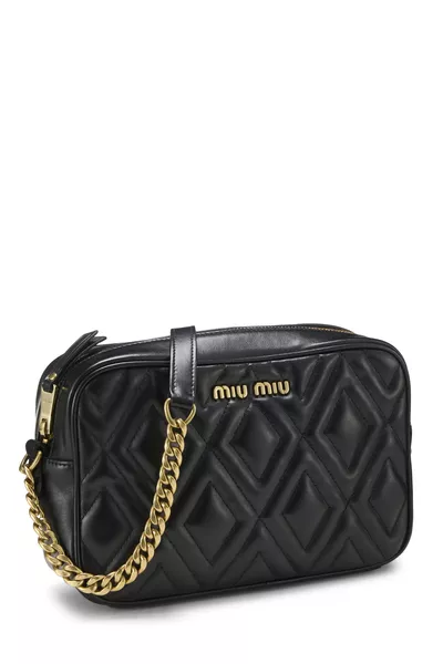 Black Nappa Matelass&eacute; Camera Bag, , large