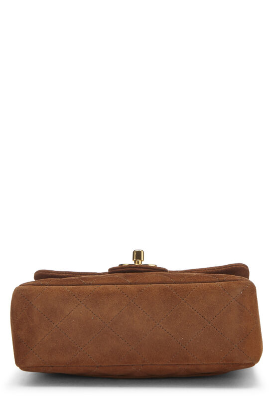 Brown Quilted Suede Classic Square Flap Mini, , large image number 5