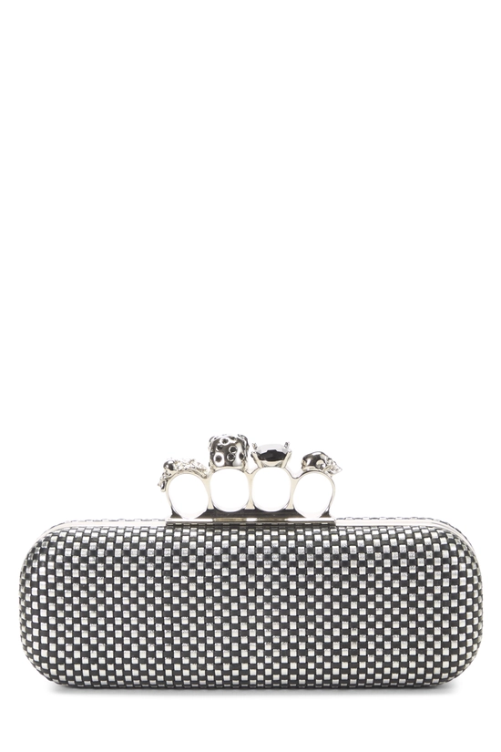 Silver Leather Knuckle Clutch, , large image number 3