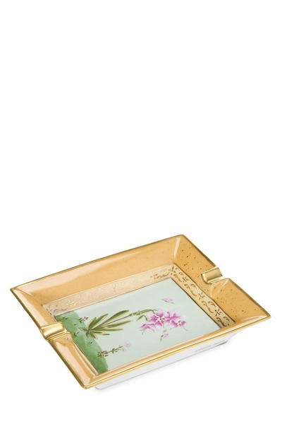 Multicolor Orchid Porcelain Ashtray, , large