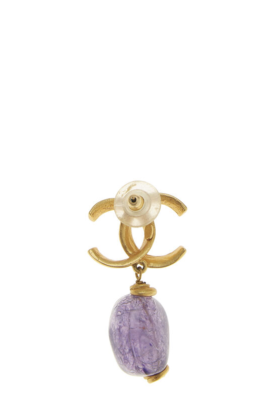 Purple Enamel 'CC' Dangle Earrings, , large image number 2