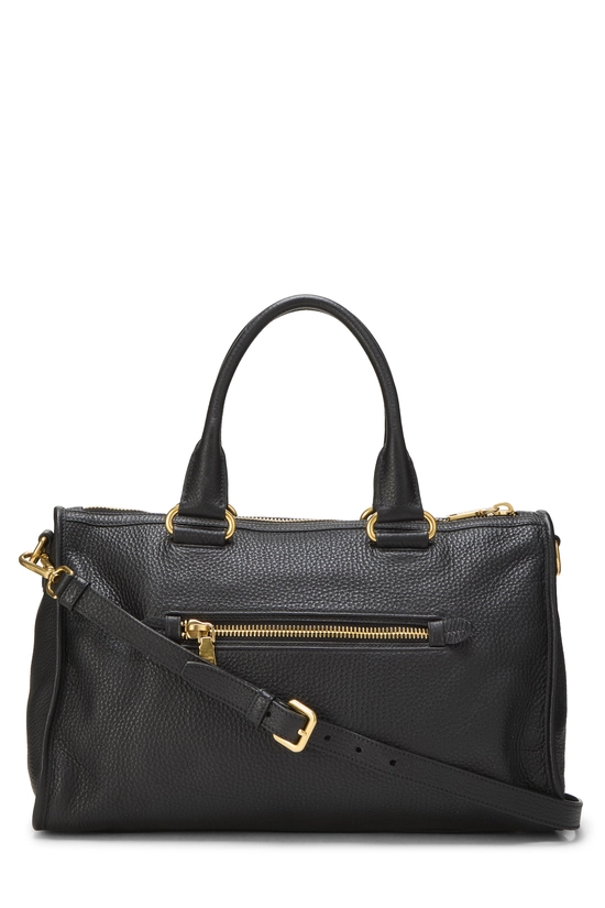 Black Vitello Daino Convertible Zip Handbag Medium, , large image number 3