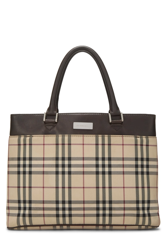 Brown House Check Nylon Handbag Small, , large image number 0