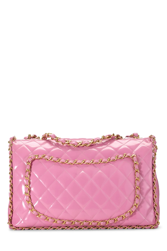 Pink Quilted Patent Leather Chain Border Flap Maxi, , large image number 3
