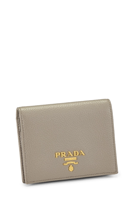 Grey Vitello Daino Compact Wallet, , large image number 1