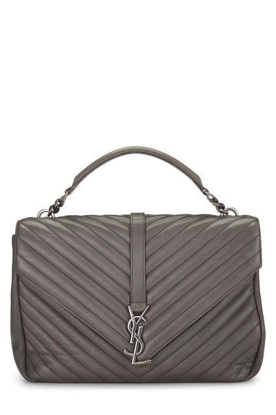 YSL Grey Chevron Leather College Large