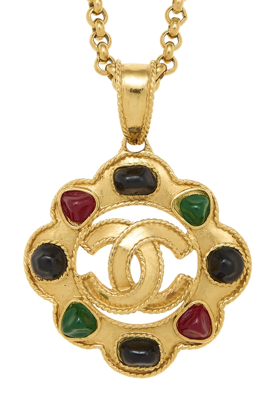 Gold Gripoix Stones Gold Necklace, , large image number 1