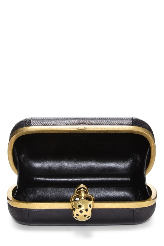 Black Leather Skull Box Clutch, , large image number 5