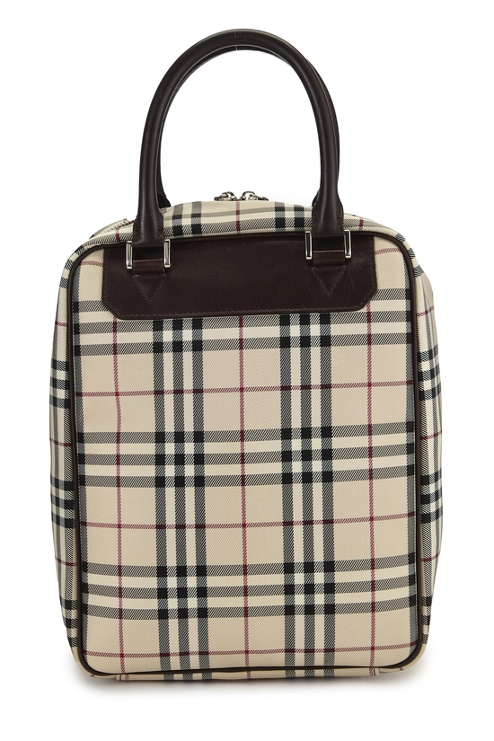 Brown House Check Nylon Check Handbag, , large image number 3
