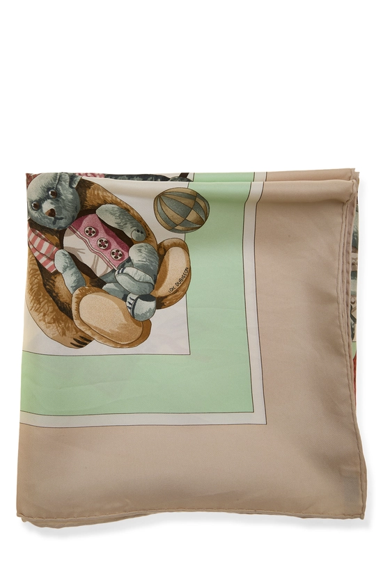 Beige & Multicolor 'Confidents Des Coeurs' Silk Scarf 90, , large image number 1