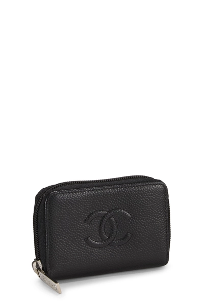 Black Caviar 'CC' Zip Around Coin Purse, , large