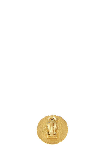 Gold Honeycomb 'CC' Earrings, , large