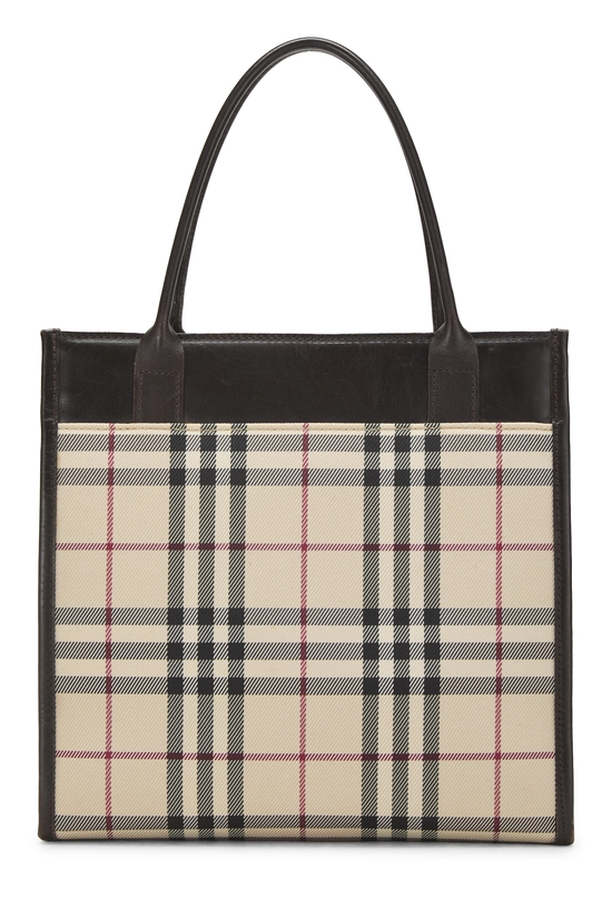 Brown House Check Jacquard Shopping Handbag Small, , large image number 3