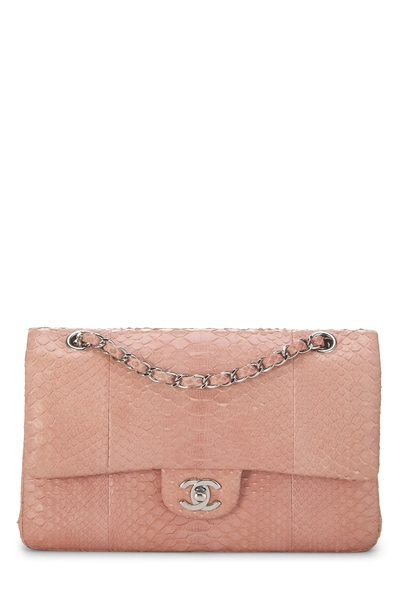 Chanel Pink Python Classic Double Flap Medium