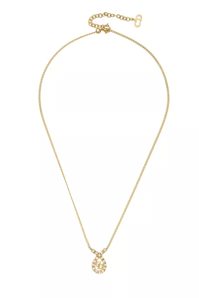 Gold Crystal 'CD' Necklace