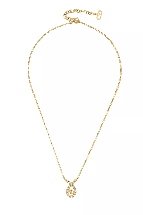Gold Crystal 'CD' Necklace, , large image number 0