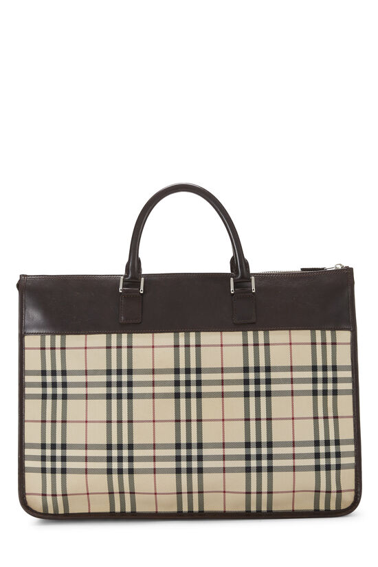 Brown Canvas Check Briefcase, , large image number 3