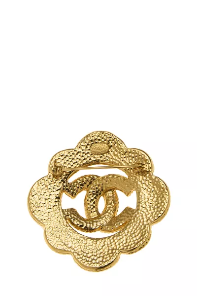 Gold & Multicolored Gripoix 'CC' Pin, , large