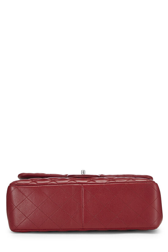 Chanel Red Quilted Caviar Leather Classic Jumbo Double Flap Bag