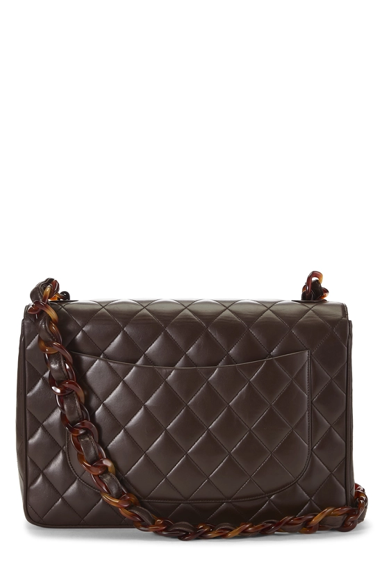 Pre-Owned Brown Lambskin Half Flap Jumbo Q6B0271I04001
