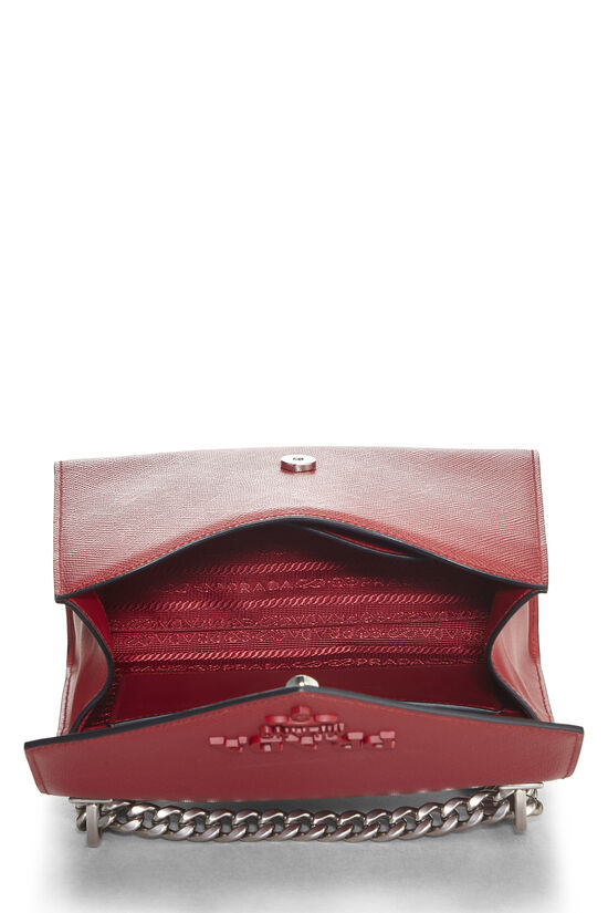 Red Saffiano Leather Monochrome Shoulder Bag, , large image number 5