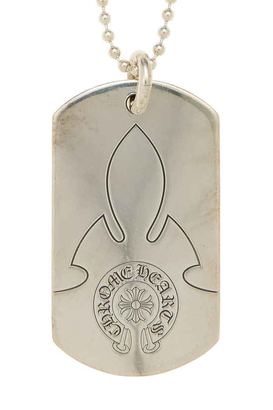 Pre-Owned Sterling Silver One World One Piece Dog Tag Chain