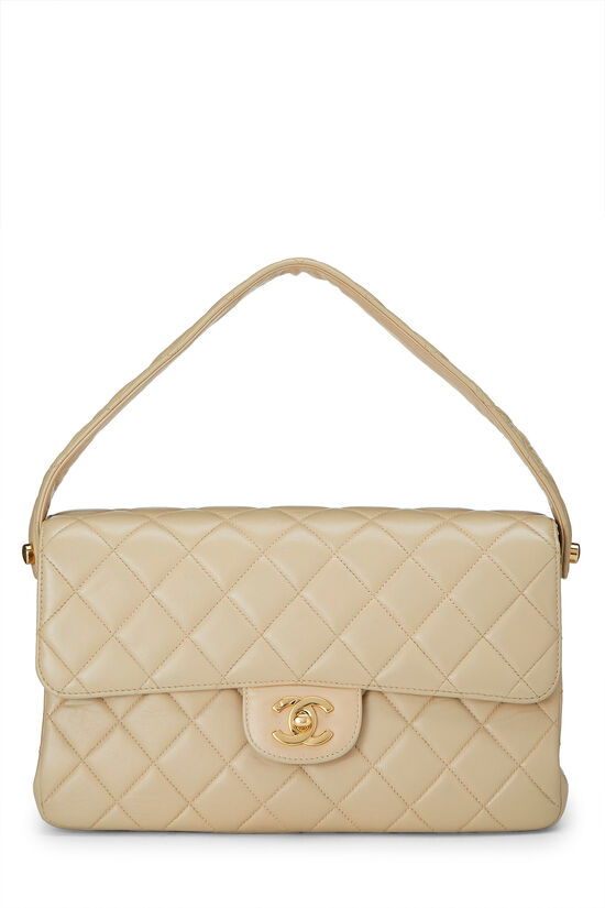 Beige Quilted Lambskin Double Sided Classic Flap Medium , , large image number 0