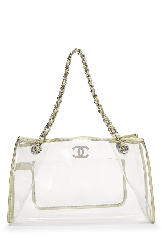 Chanel Transparent and Lambskin White Naked XXXL Extra Large Clear Tote