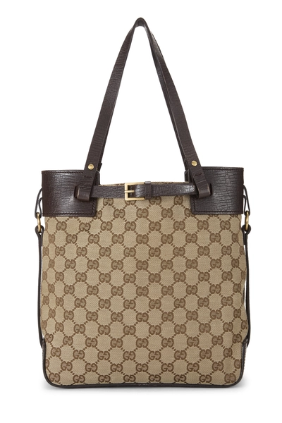 Brown Original GG Canvas Buckle Tote Small