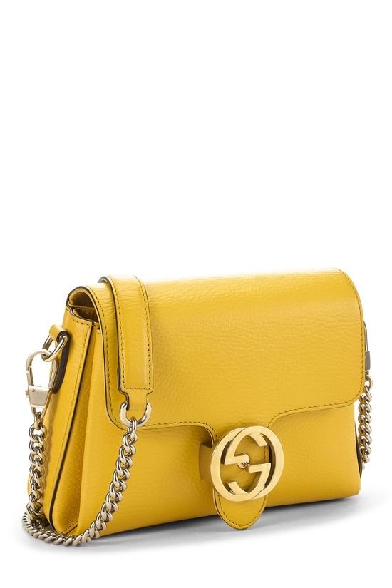Yellow Leather Interlocking Shoulder Bag Small, , large image number 1
