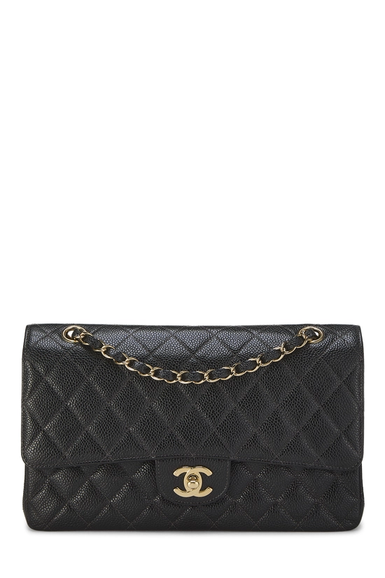 Black Quilted Caviar Classic Double Flap Medium, , large image number 0