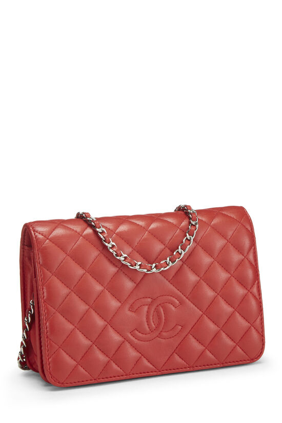 Red Quilted Lambskin CC Diamond Wallet on Chain (WOC), , large image number 3