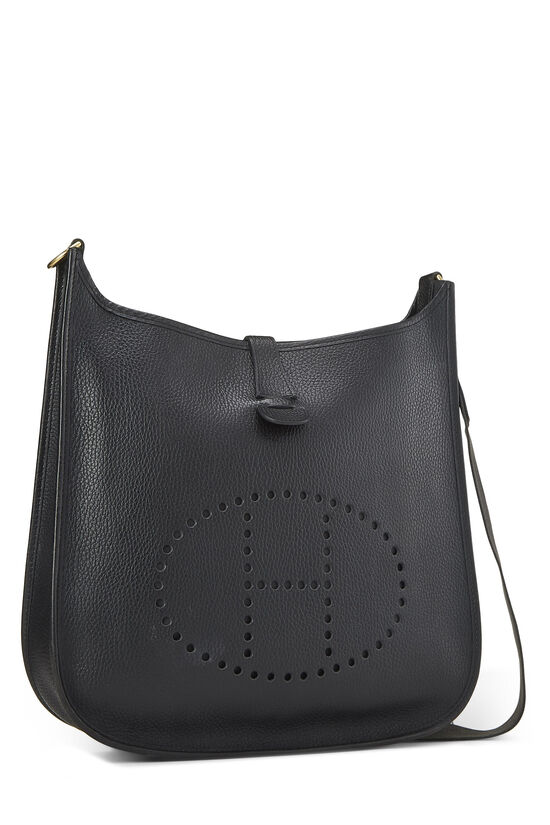 HERMES Evelyne TGM III Clemence Leather Crossbody Bag Black