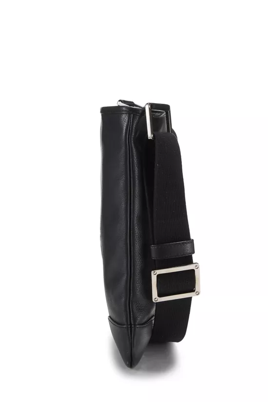 Black Calfskin Anagram Flat Messenger, , large image number 2