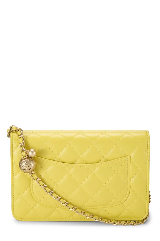 Yellow Quilted Lambskin Pearl Crush Wallet On Chain (WOC), , large image number 3
