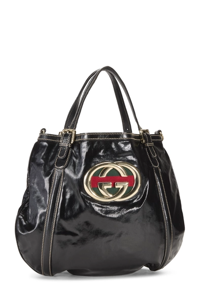 Black Patent Leather Britt Hobo, , large