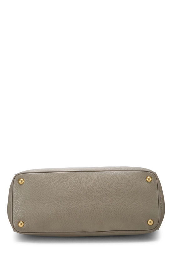 Grey Vitello Daino Double Zip Handbag Medium, , large image number 4