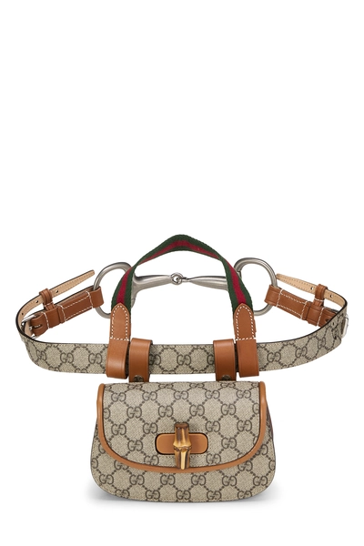 Brown GG Supreme Canvas 1947 Bamboo Belt Bag Mini 85, , large