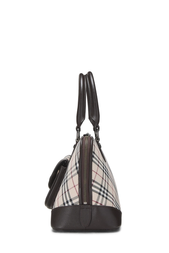 Brown House Check Jacquard Turnlock Dome Handbag, , large image number 2