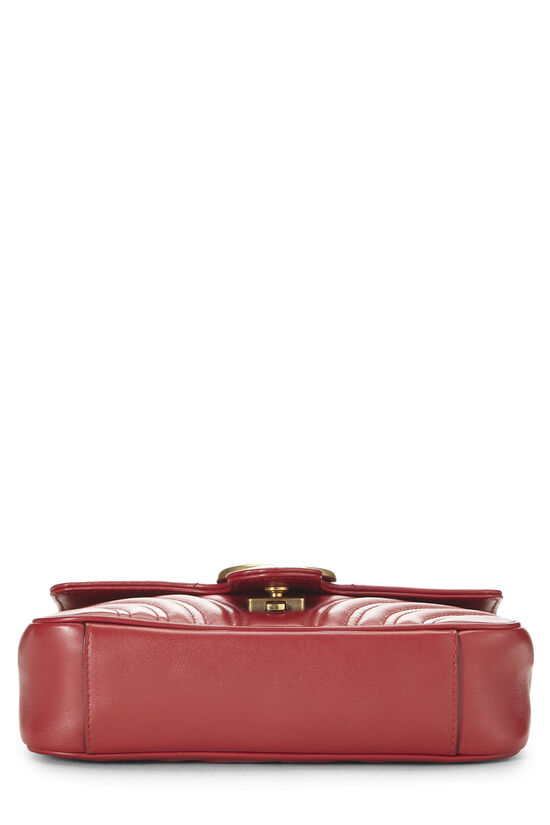 Red Leather GG Marmont Shoulder Bag Small, , large image number 4
