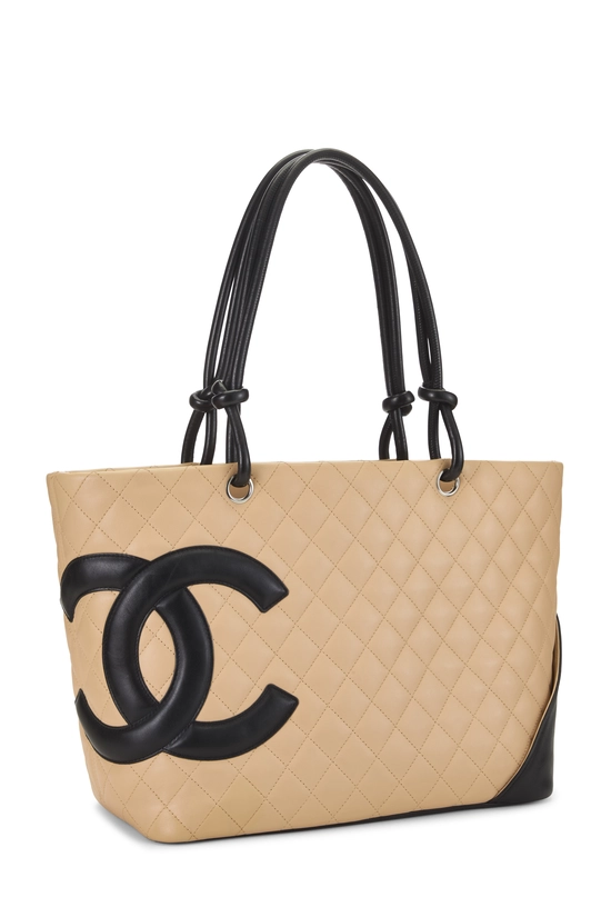 Beige Quilted Calfskin Cambon Tote Large, , large image number 1