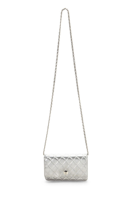 Metallic Silver Quilted Leather CC Wallet on Chain (WOC), , large image number 1