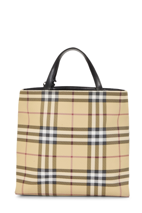 Beige Vinyl House Check Shopping Handbag Medium, , large image number 3