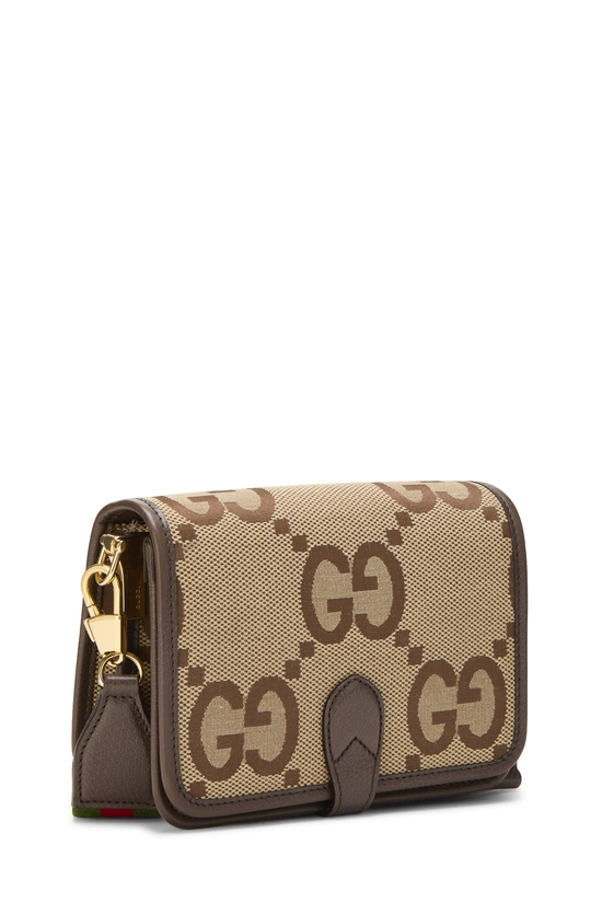 Brown Jumbo GG Canvas Shoulder Bag, , large image number 1