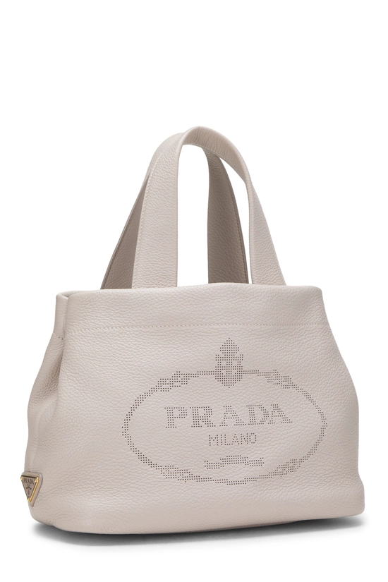 Pink Vitello Daino Perforated Logo Handbag, , large image number 1