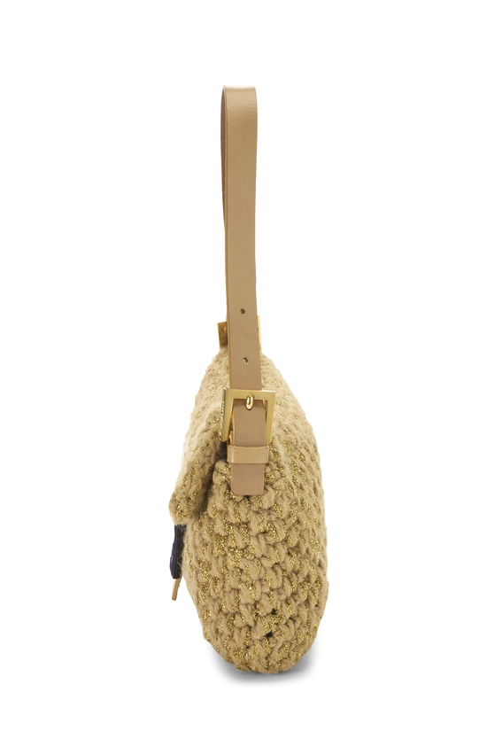 Metallic Beige Crochet Baguette, , large image number 2