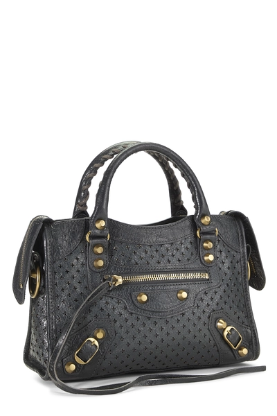Grey Perforated Agneau Classic City Bag Mini, , large