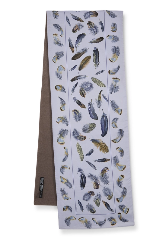 Blue & Multicolor 'Plumes' Silk Muffler, , large image number 0
