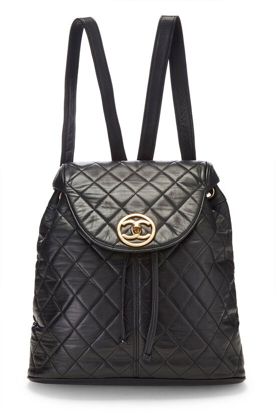 Chanel Black Quilted Lambskin Circle Lock Backpack Large