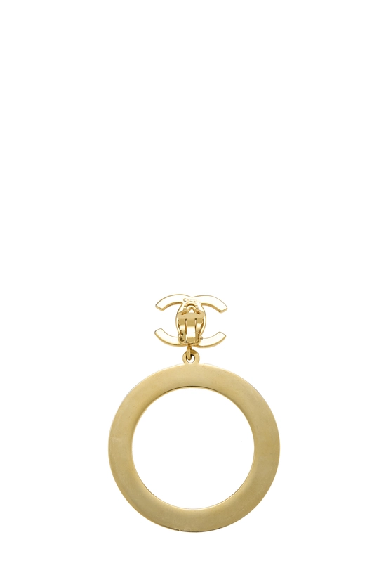 Gold 'CC' Hoop Earrings Large, , large image number 1